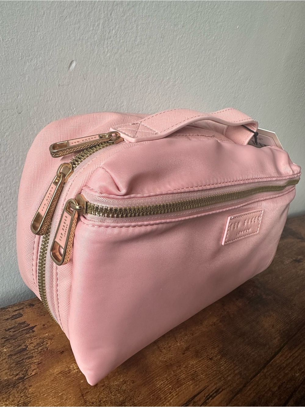 Ted Baker Blush Pink Makeup Case with Floral Interior Dual Compartments NWT - Picture 2 of 5